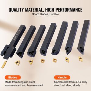 Set di 7 Utensili per Tornitura Indicizzabili 3/8 CNC, Portautensili per Tornio in Metallo per Lavorazioni Pesanti, Inserti in Carburo Rivestiti in Titanio ODM - Product Image 5