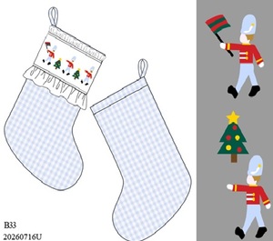 Babeeni Blue Christmas Cotton Embroidered Stockings OEKO-TEX Certified Sleeveless Flame Retardant Nontoxic Heat-Insulation - Product Image 1