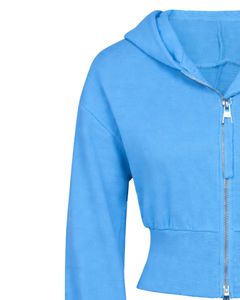 Manufacturer Womens Sky Blue Cropped <b>Zip</b> <b>Up</b> <b>Hoodie</b> Slim Fit Long Sleeve Casual Streetwear Fleece Sweatshirt Custom Logo ODM - Product Image 3