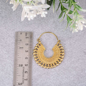 Boucles d'oreilles créoles faites à la main en argent 925 avec perles, motif croissant complexe, style tribal bohème ethnique, bijoux pour femme, certifiées IGI, cadeau fête des Mères - Product Image 2