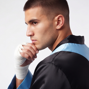 Robe de boxe en satin imprimée de haute qualité, tenue d'arts martiaux personnalisée, robe de boxeur pour l'entraînement, robe de champion d'arts martiaux unisexe taille haute - Product Image 6