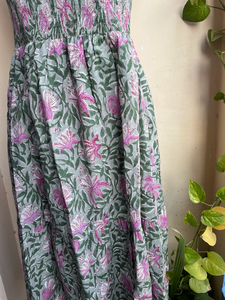 ชุดราตรียาวคอตตอนพิมพ์ลายดอกไม้, เดรสแขนกุดปรับได้สไตล์ลำลอง - Product Image 3