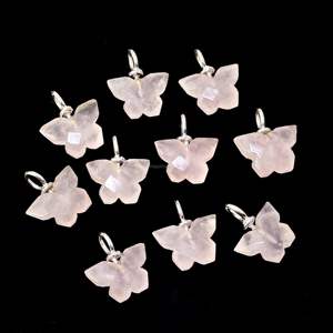 Colgante de mariposa de cuarzo rosa natural, plata de ley 925, colgante de piedra preciosa de cuarzo rosa tallado a mano para la fabricación de joyas al por mayor - Product Image 6