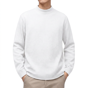 Pull à col roulé noir pour homme, tricoté, coupe classique, couleur unie, vêtement d'automne décontracté - Product Image 2