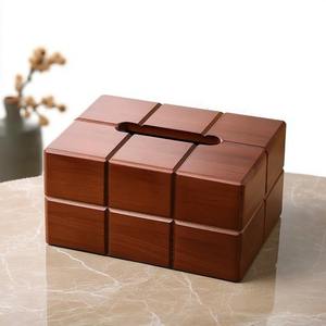 Porte-boîte à mouchoirs en bois design cube pour table, comptoir, bureau, chambre, salle de bain et salon, style moderne minimaliste - Product Image 4
