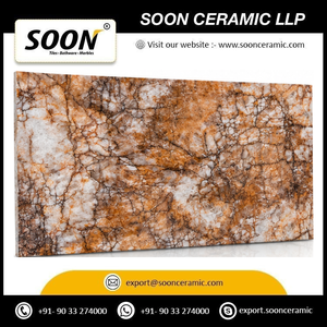 หินอ่อนแคลไซต์สีดำลายเขียวขัดเงาแบบเป็นมิตรกับสิ่งแวดล้อม SOON CERAMIC แผ่นใหญ่ ดีไซน์โมเดิร์นสำหรับตกแต่งผนังห้องนั่งเล่น รัฐราชสถาน แบบจำลอง 3 มิติ - Product Image 2