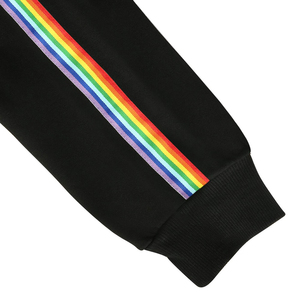 Sudadera Corta Negra para Mujer con Rayas de Arcoíris, Manga Larga, Tejida, Estilo Casual Otoñal - Product Image 6