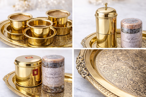 ชุดของขวัญถาดทองเหลืองแกะสลักพิมพ์ออฟเซ็ต ยามูนา พรีเมียม ดีไซน์ทนทาน |   ชุดของขวัญส่งเสริมการขายทางศาสนาอินเดียแบบดั้งเดิม ภาษาตัมมิล - Product Image 3