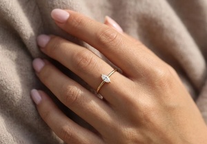 Women's Yellow Gold East-West 0.25 ct <b>Baby</b> Marquise Cut Lab Diamond Solitaire Engagement Ring in 18K Gold Everyday Fine Jewelry - Product Image 4