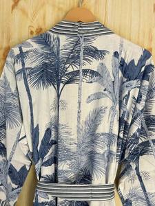 Bata Kimono con Estampado de Dibujos Animados para Mujer, 100% Algodón Tejido, Suave y Transpirable, Camisón de Verano Hecho a Mano, Cuello en V, Cintura Elástica, Largo Completo - Product Image 5