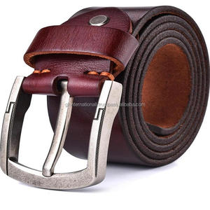Ceinture en cuir de vache véritable pour hommes, boucle à ardillon en métal, de couleur marron, en toutes tailles, vente en gros, - Product Image 2