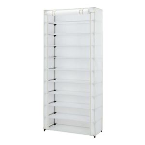 Zapatero con Cubierta, Organizador de 10 Estantes con Capacidad para 30 Pares, 31.5"W X 13.46"D X 69.09"H, Blanco, para Entrada - Product Image 1