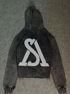 Sudadera con capucha vintage lavada para hombre, de algodón y forro polar, estilo casual urbano, con logo personalizado. - Product Image 3