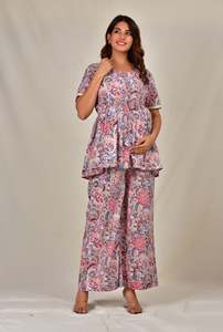 Conjunto de Top Peplum y Pantalón para Mujeres Embarazadas, Conjunto de Dos Piezas de Maternidad, Ropa de Verano, Regalo para Esposa - Product Image 1