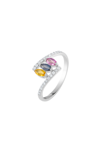 Multi Sapphire and Diamond <b>Ring</b> in 92.5 Sterling Silver KLSR-11743 - Product Image 1