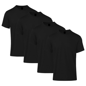 เสื้อยืดคอกลมแขนสั้นสีดำราคาส่ง ทรงปกติ สีพื้น ผ้าถักเนื้อนุ่ม 100% คอตตอน ดีไซน์เรียบง่าย - Product Image 1