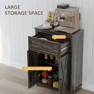 Armadietto di stoccaggio a Buffet della credenza marrone scuro con porte e cassetto per cucina o soggiorno - Product Image 4