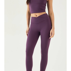 Leggings Deportivos para Mujer al por Mayor, Ecológicos, de Cintura Alta, con Diseño Sólido, en Spandex Suave, Forma de V, para Yoga y Ejercicio - Product Image 1