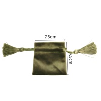 Pochette vintage en velours vert olive avec cordon de serrage et pompon doré, petit sac cadeau pour bijoux, bracelet, collier, rangement, logo personnalisé