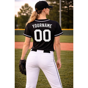 Vêtements de sport personnalisés de haute qualité fabriqués directement en usine, vêtements de sport confortables, maillot de baseball noir uni confortable - Product Image 6