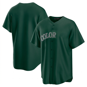 Camiseta de Béisbol Transpirable de Poliéster que Absorbe la Humedad, Manga Corta, con Patrón de Letras, Cierre Completo/Parcial con Botones, Antibacteriana - Product Image 4