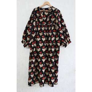 Vestido Maxi de Algodón con Estampado de Bloques para Mujer, Hecho a Mano, Estilo Boho Étnico, Atuendo de Verano - Product Image 3