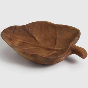 Tazones de madera para servir ensalada de frutas, diseño en forma de hoja, popular, madera natural, excelente calidad y producto de gran venta. - Product Image 1