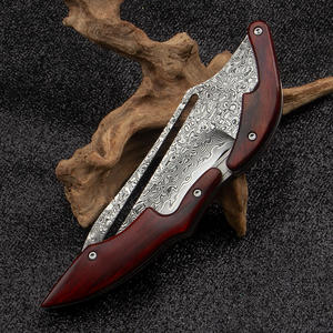 Cuchillo Plegable de Acero de Damasco de Grado Industrial de Alta Dureza, Cuchillo de Caza Multifuncional para Supervivencia y Camping - Product Image 2