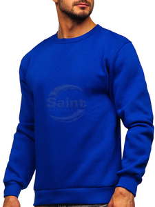 Sweat-shirt à col rond bleu pour homme Saint Apparels, décontracté, manches longues, pull-over, 100% coton molletonné, motif chevron, écologique - Product Image 6