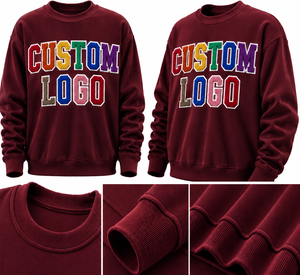 Sweat-shirt à col rond personnalisé avec logo pour homme, coupe classique, en molleton, pull-over décontracté d'automne, tricoté, avec strass sur le devant, 100% coton, sans nickel - Product Image 4