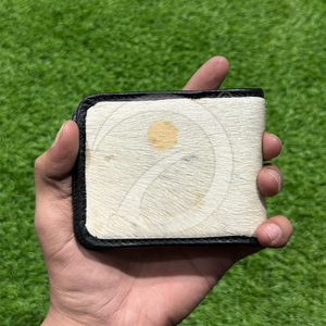 Portefeuille fin en cuir de vachette fait main avec poils, porte-cartes, portefeuille en cuir lisse avec coutures fines - Product Image 1