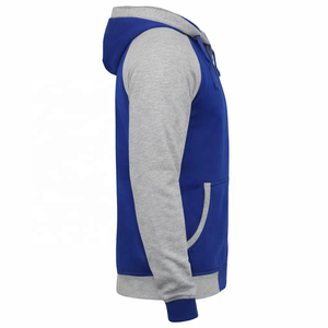 Men's Blue Gray <b>Raglan</b> Sleeve Zip-Up Hoodie Casual Solid Color Breathable Knitted Hooded Sweatshirt Regular Fit Winter Wear - Product Image 4