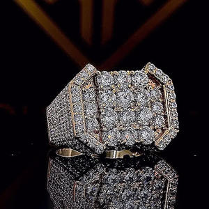 Anillo de Compromiso con Diamante Moissanite de Corte Redondo, Plata de Ley 925, Forma Cuadrada, Estilo Iced Out, Joyería Hip Hop para Hombre - Product Image 4