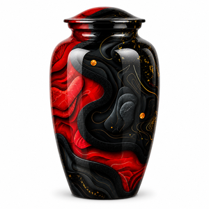 Urna Funeraria de Esmalte con Diseño de Ondas de Lujo y Adhesivo para Foto Conmemorativa para Cenizas Humanas - Product Image 4