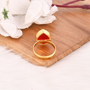 Adjustable Gold Plated Garnet Hydro <b>Brass</b> Gemstone <b>Ring</b> for Women - Product Image 5