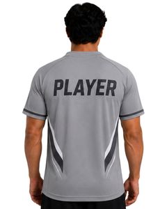 T-shirt de performance gris pour homme, manches courtes, maillot de sport, séchage rapide, respirant, athlétique, entraînement en salle de sport, tee-shirt personnalisé - Product Image 2