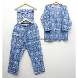 Custom Floral Front Logo Women's Sleepwear Pajama Set 100% Cotton Round Neck Long Sleeve Long Pants Two Piece Homeware - Product Image 5