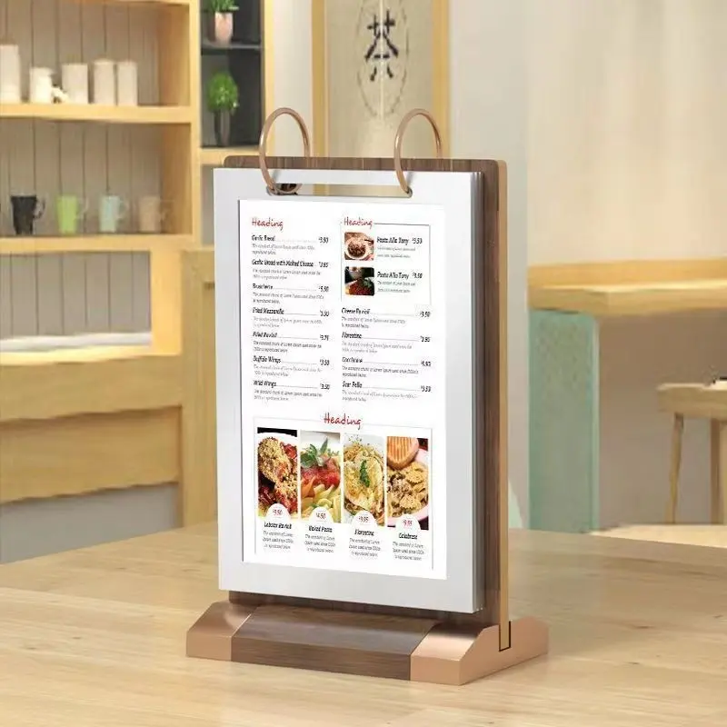 Custom simple counter use acrylic menu card storage table sign flip menu card holder display stand