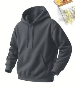 <b>Men's</b> Solid <b>Green</b> Fleece Pullover <b>Hoodie</b> Pocket Eco-Friendly Quick Dry Breathable Windproof Winter Casual Sportswear - Product Image 1