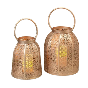 Lanterne vintage antique en aluminium, support de bougie de Noël fait main, à suspendre ou à poser sur table, pour salon ou salle à manger - Product Image 6