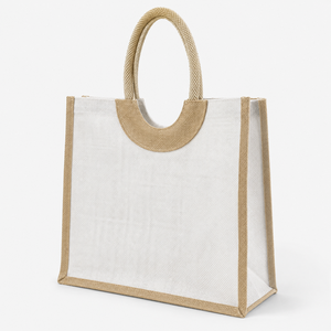 Bolsa de Playa de Yute Laminado al por Mayor, Dos Tonos, Color Blanco Hueso, con Logotipo Personalizado, Reutilizable, Fabricante OEM ODM de Marca Privada - Product Image 2