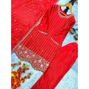 Conjunto de traje de fiesta para mujer de diseñador Top-Bottom and Dupatta - Product Image 4