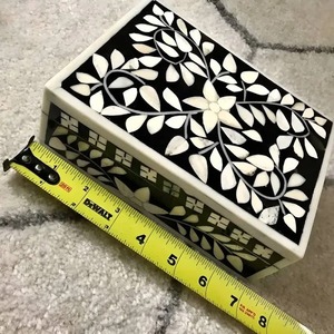 Boîte à bijoux en bois avec base en MDF et incrustation d'os artisanale, pour ranger bagues et colliers, boîte cadeau de luxe faite à la main, petite/moyenne/grande - Product Image 3