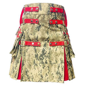 กิ๊ลท์ลายพรางสก็อตสีแดงสำหรับผู้ชายปี 2026 กิ๊ลท์ผ้าฝ้ายไฮแลนด์แบบจีบ กิ๊ลท์แฟชั่น - Product Image 1