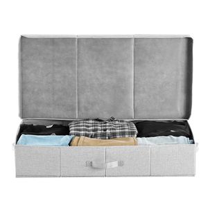 Large 48L Underbed <b>Clothes</b> <b>Storage</b> Containers 31.7 X 15.9 X 6.1 Inch Low Profile Gray Metal Lids for Bed - Product Image 4
