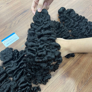 50% ต่อผมดิบจากเวียดนามผมหยิกใหญ่ผ้าสองชั้นพร้อมส่งสีดำธรรมชาติ - Product Image 1