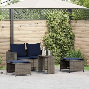 Set di 5 pezzi impilabile grigio Poly Rattan Patio Set con cuscini - Product Image 1