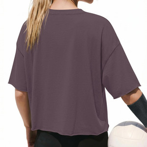 Camiseta Corta de Poliéster y Algodón con Logotipo Personalizado, Corte Holgado, para Hombre y Mujer, Cuello Redondo, Color Sólido, con Patrón Bordado o Estampado - Product Image 3