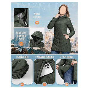<b>Women's</b> Long Hooded <b>Lightweight</b> Puffer <b>Coat</b> Quilted Insulated Winter Jacket Warm Slim Fit Stylish Outerwear for Cold Weather - Product Image 6