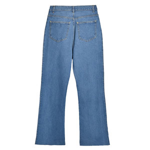 Pantalones de chándal acampanados de cintura alta de calidad premium para mujer, al por mayor, de algodón de pierna ancha, estilo frontal plano para invierno - Product Image 2